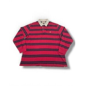 Brooks Brothers Rugby Polo Shirt Stripe Long Sleeve Red Blue Navy Logo Mens XL